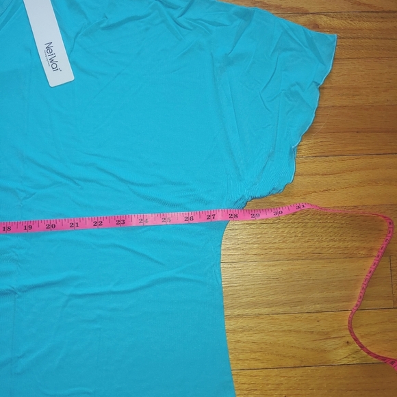 Turquoise Blue Bamboo Pajamas Ruffle Set Short Sleeve Capri Bottoms Womens 4X - Picture 7 of 13